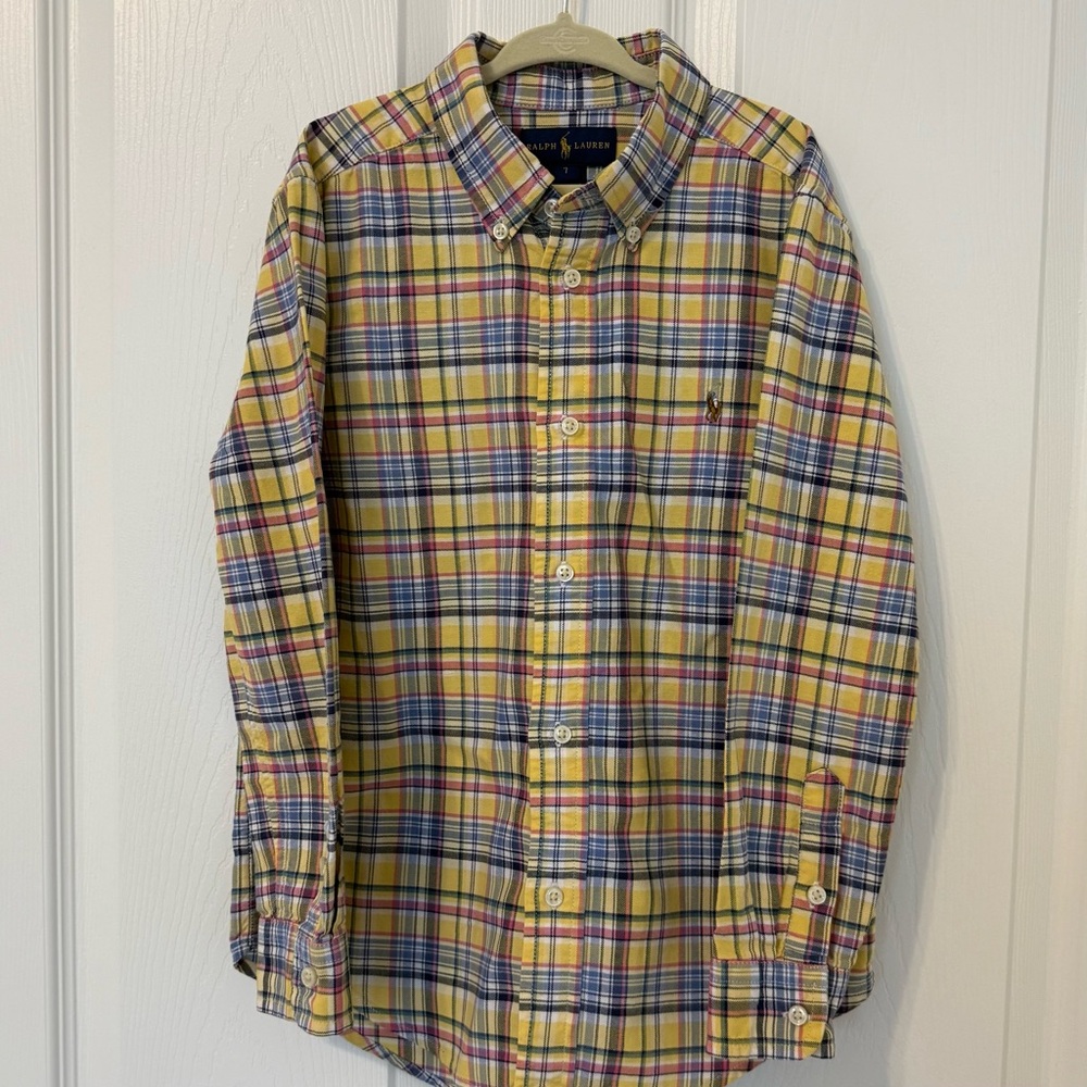 Ralph Lauren Multicolor Plaid Button Down Shirt- Boys size 7